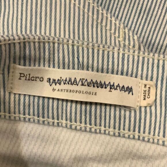 Anthro Pilcro letterpress striped Skinny Railroad blue white Jean denim 25 - Picture 11 of 16